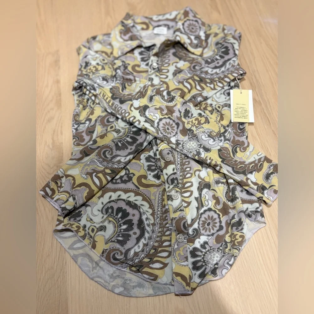 NWT-Wilfred Paisley Button-Down Shirt - Picture 5 of 8